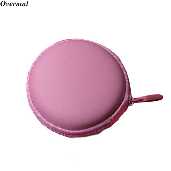 Portable Case for headphones case Mini Zippered Round Storage Hard Bag Headset box for Earphone Case SD TF Cards Earphone Bag