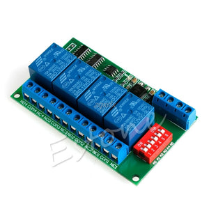 4CH 12V Modbus RTU PC UART RS485 Relay Board for PLC Lamp LED PTZ Camera Control July DropShip